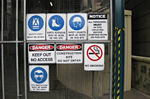 Construction site safety signage