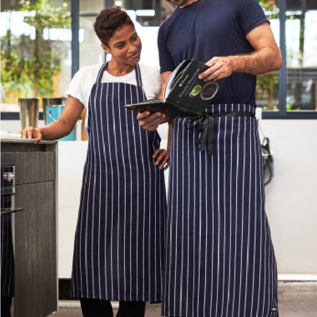 striped butcher apron